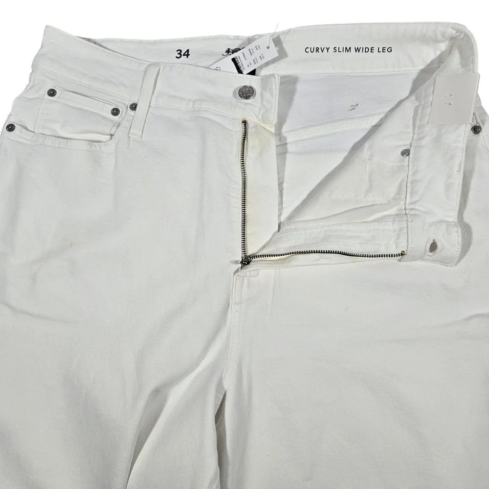 J.Crew Curvy Slim Wide Leg Jeans‎ White Denim High Rise BX828 Size 34 NEW